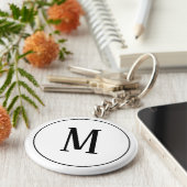 Monogram Black op witte Sleutelhanger (Zijkant)