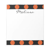 Monogram Black Oranje Chic Polka Dot Pattern Notitieblok (Voorkant)
