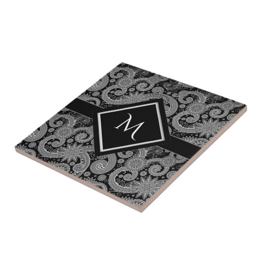 Monogram Black Paisley Tegeltje (Zijkant)