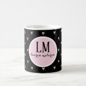 Monogram Black & Pink Bow Script Koffiemok (Center)