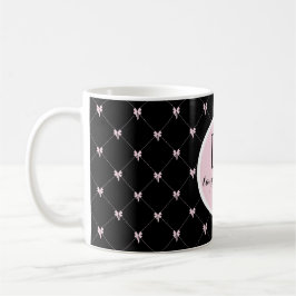 Monogram Black & Pink Bow Script Koffiemok