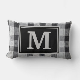 Monogram Black Plaid Family Initiaal Sierkussen Kussen