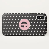 Monogram Black Polka Dots Case-Mate iPhone Case (Achterkant (horizontaal))