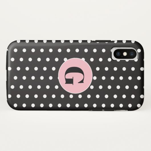 Monogram Black Polka Dots Case-Mate iPhone Case (Achterkant (horizontaal))