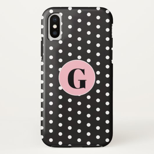 Monogram Black Polka Dots Case-Mate iPhone Case (Achterkant)