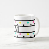 Monogram Black Polka Dots Koffiemok (Voorkant rechts)
