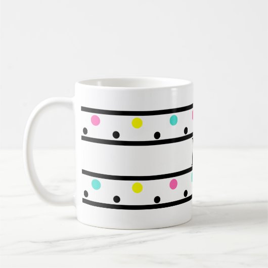Monogram Black Polka Dots Koffiemok (Links)