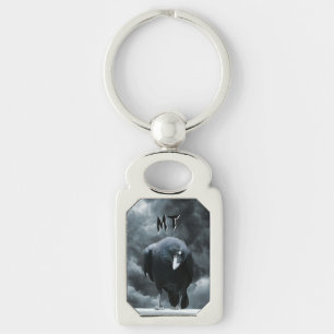 Monogram Black Raven Gothic Sleutelhanger