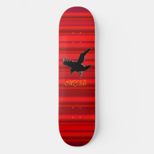 Monogram, Black Raven logo op rood chrome-effect Skateboard