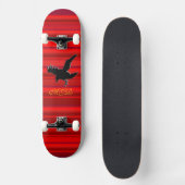 Monogram, Black Raven logo op rood chrome-effect Skateboard (Voorkant)