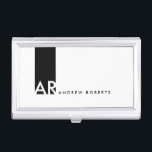 Monogram Black Red Clean Business Card Holder Visitekaarthouder<br><div class="desc">Pas dit moderne witte Profiel of de Houder van de Bedrijfs van de Kaart met een zwarte verticale streep met monogram aan. Deze hedendaagse professionele minimalistische Sjabloon ziet er schoon en vers uit, het is een strak uiterlijk dat zeer effectief is en het oog vangt. Als je dit ontwerp in...</div>