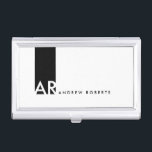 Monogram Black Red Clean Business Card Holder Visitekaarthouder<br><div class="desc">Pas dit moderne witte Profiel of de Houder van de Bedrijfs van de Kaart met een zwarte verticale streep met monogram aan. Deze hedendaagse professionele minimalistische Sjabloon ziet er schoon en vers uit, het is een strak uiterlijk dat zeer effectief is en het oog vangt. Als je dit ontwerp in...</div>