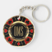 Monogram Black, Red en Gold Las Vegas Style Sleutelhanger (Achterkant)