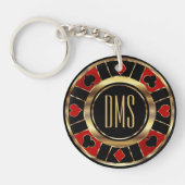 Monogram Black, Red en Gold Las Vegas Style Sleutelhanger (Voorkant)