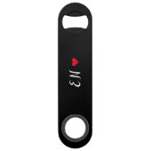 Monogram Black Red Heart Handgeschreven script Speed Flessenopener (Achterkant)