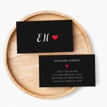 Monogram Black Red Heart Handgeschreven script