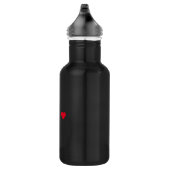 Monogram Black Red Heart Handgeschreven script Waterfles (Rechts)