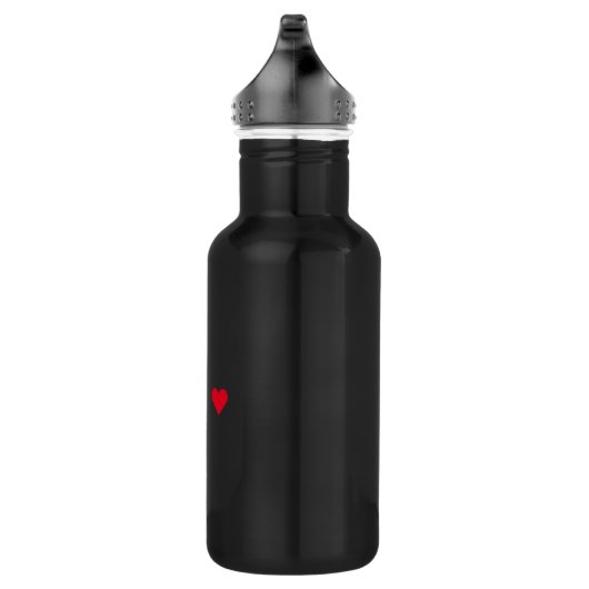 Monogram Black Red Heart Handgeschreven script Waterfles (Rechts)