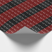Monogram Black Red Modern voegt Jouw naam Initiaal Cadeaupapier (Hoek)