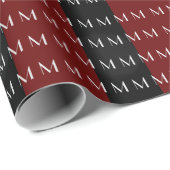 Monogram Black Red Modern voegt Jouw naam Initiaal Cadeaupapier (Rol Hoek)