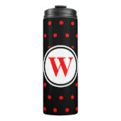 Monogram Black Red Polka Dots Thermosbeker (Voorkant)