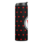 Monogram Black Red Polka Dots Thermosbeker (Gedraaid links)
