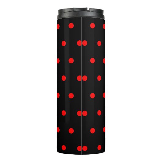 Monogram Black Red Polka Dots Thermosbeker (Achterkant)