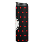 Monogram Black Red Polka Dots Thermosbeker (Geroteerd rechts)