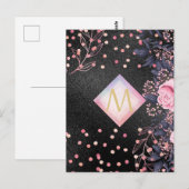 Monogram Black ROSEGOLD Pink Metallic Glitter Girl Briefkaart (Voorkant / Achterkant)