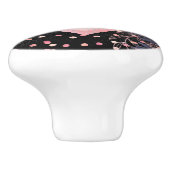 Monogram Black ROSEGOLD Pink Metallic Glitter Girl Keramische Knop (Zijkant)