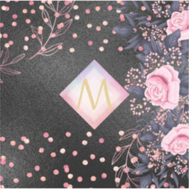 Monogram Black ROSEGOLD Pink Metallic Glitter Girl Sticker
