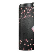 Monogram Black ROSEGOLD Pink Metallic Glitter Girl Thermosbeker (Gedraaid links)