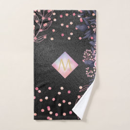 Monogram Black ROSEGOLD Roze Metallic Glitter Meis Handdoek