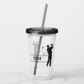 Monogram Black Silhouette Golfer Acryl Drinkbeker (Achterkant)