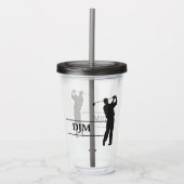 Monogram Black Silhouette Golfer Acryl Drinkbeker (Voorkant)