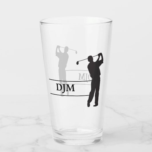 Monogram Black Silhouette Golfer Glas (Achterkant)
