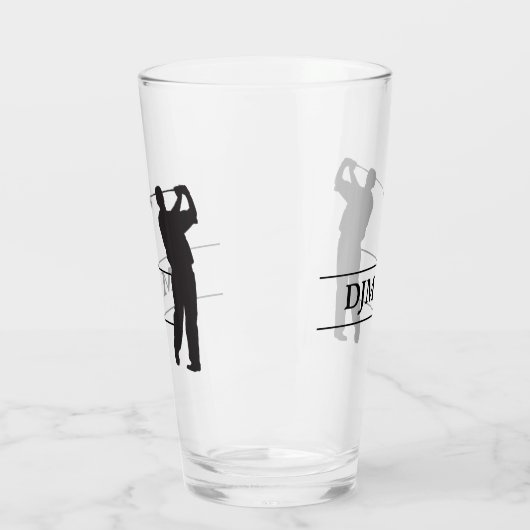 Monogram Black Silhouette Golfer Glas (Links)