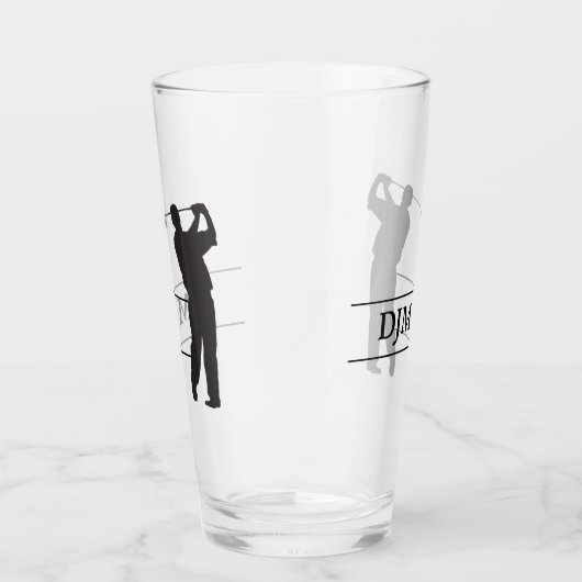 Monogram Black Silhouette Golfer Glas (Rechts)