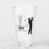 Monogram Black Silhouette Golfer Glas (Voorkant)