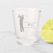 Monogram Black Silhouette Golfer Monogram Shot Glas (Achterkant)