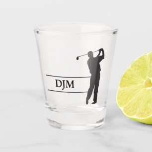Monogram Black Silhouette Golfer Monogram Shot Glas