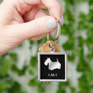 Monogram Black Silver Scottie Dog Sleutelhanger
