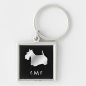 Monogram Black Silver Scottie Dog Sleutelhanger (Voorkant)