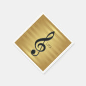 Monogram Black Treble Clef op Golden Stripes Servetten (Hoek)