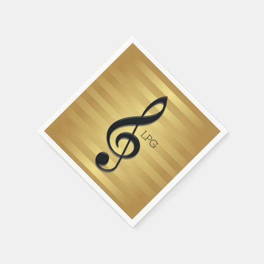 Monogram Black Treble Clef op Golden Stripes Servetten (Hoek)