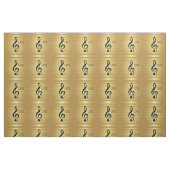 Monogram Black Treble Clef op Golden Stripes Stof (Fat Quarter)