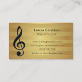 Monogram Black Treble Clef op Golden Stripes Visitekaartje (Achterkant)