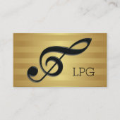 Monogram Black Treble Clef op Golden Stripes Visitekaartje (Voorkant)