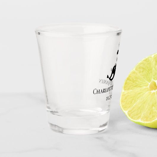 Monogram Black Wedding Favors  Shot Glas (Links)