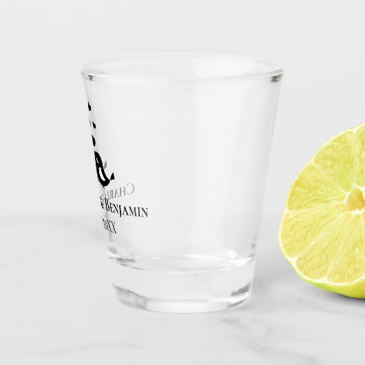 Monogram Black Wedding Favors  Shot Glas (Rechts)